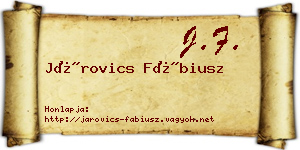 Járovics Fábiusz névjegykártya